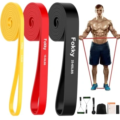 Abbildung von Fokky Fitnessbänder, Resistance Bands, Fitnessband Gymnastikband für Muskelaufbau, 3er Set Widerstandsstufen, Ideal Yoga, Pilates, Physiotherapie Männer Frauen