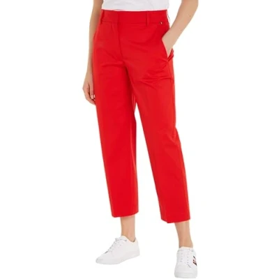 Abbildung von Tommy Hilfiger SLIM Straight Stoffhose, Damen, Größe: 32, Fierce red