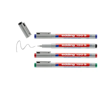 Abbildung von edding Folienstift e 150 S, (4 tlg), mit non permanenter Tinte