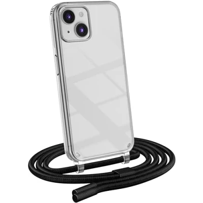 Abbildung von MyGadget Handykette für iPhone 13 Mini [ Hülle mit Band abnehmbar &amp; verstellbar ] Handyhülle Handyband zum Umhängen Schnur Case Schutzhülle Schwarz