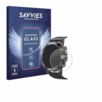 Abbildung von Savvies Panzer Schutz Glas für Lemfo Smartwatch 1.39&quot; 9H Hartglas, Anti Fingerprint, Displayschutz