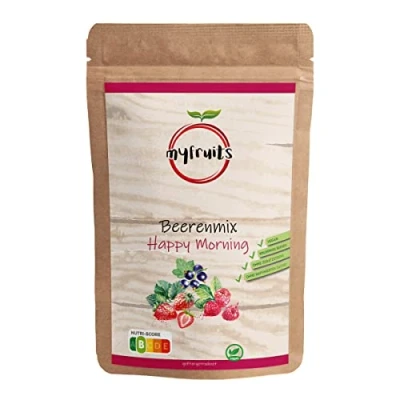Abbildung von myfruits Beerenmix, 300g, gefriergetrocknete Früchte Beeren Mischung, Ohne Zuckerzusatz, Erdbeeren, Himbeeren, Johannisbeeren, Trockenfrucht Mischung