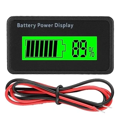 Abbildung von Batteriekapazitätsanzeige, 12 48V Universal Batterie LCD Batteriekapazitätsanzeige Tester Voltmeter(Grüne Lampe)