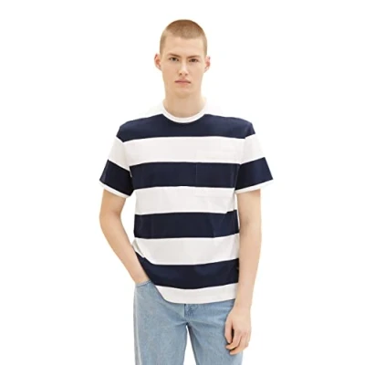 Abbildung von TOM Tailor Gestreiftes Tshirt print, Herren, Größe: Large, Navy large stripe