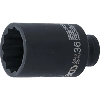Abbildung von BGS 5342 Kraft Steckschlüssel Einsatz Zwölfkant, tief Antrieb Innenvierkant 12,5 mm (1/2&quot;) SW 36
