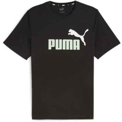 Abbildung von Puma LOGO TEE Tshirt print, Herren, Größe: Small, Black/fresh mint