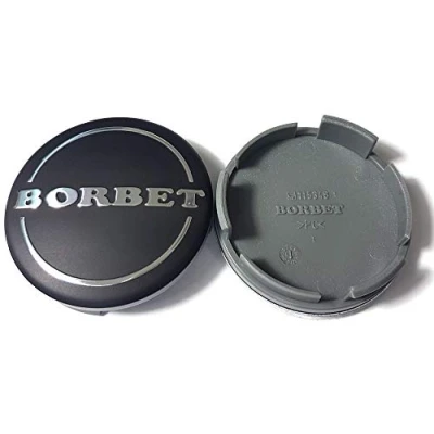 Abbildung von 1x Original Borbet Felgendeckel Nabendeckel Nabenkappe Matt Schwarz Silber Center Cap 55mm NEU!