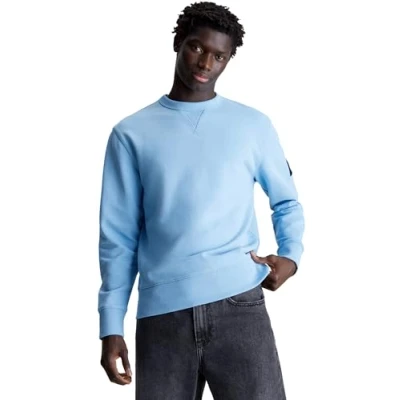 Abbildung von Calvin Klein Jeans Herren Sweatshirt Badge Crew Neck ohne Kapuze, Blau (Dusk Blue), XS