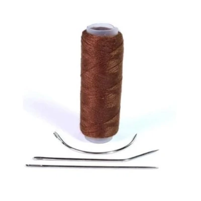 Abbildung von hair2heart Extension Tools Tressier Set mit Nadel und Faden für die Weaving Methode, Haarverlängerungen, zum Anbringen von Tressen Hellbraun