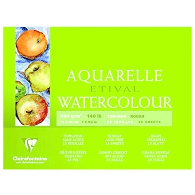 Abbildung von Clairefontaine 96460C Malblock, 4 seitig verleimt Aquarellpapier Grobkorn Torchon, Etival/Zellulose, 18 x 24 cm, 25 Blatt, 300 g Packung, weiß