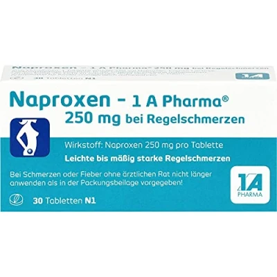 Abbildung von Naproxen 1 A Pharma 250 mg bei Regelschmerzen 30 St