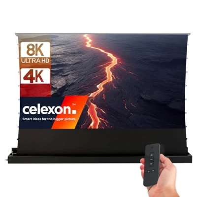 Abbildung von 100&quot; Zoll CLR UST Bodenscheren Aufroll Motor Hochkontrast Möbeleinbau Leinwand celexon HomeCinema Plus 16:9 221x124 cm 8K 4K Full HD 3D elektrisch NUR für Ultrakurzdistanz Beamer!