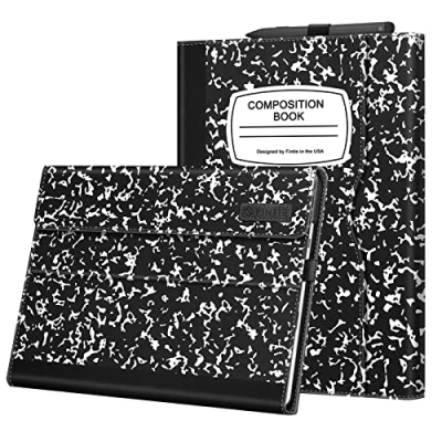 Abbildung von FINTIE Schutzhülle kompatibel mit Microsoft Surface Pro 9 (Version 2022), 33 cm (13 Zoll), mehrere Blickwinkel, Tasche und Stylus Halter, Kompositionsbuch