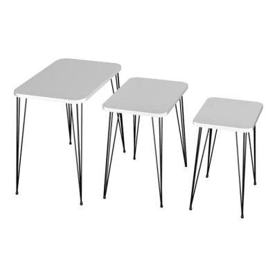 Abbildung von en.casa Satztisch, Rudkøbing Satztisch mit Hairpinlegs in 3er Set Weiß