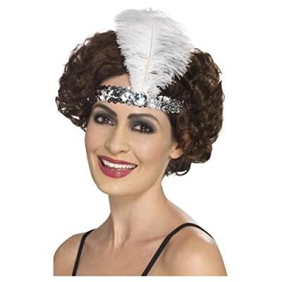 Abbildung von Metamorph Kostüm 20er Glitzer Stirnband weiß, Schmückendes Accessoire im typischen Flapper Design