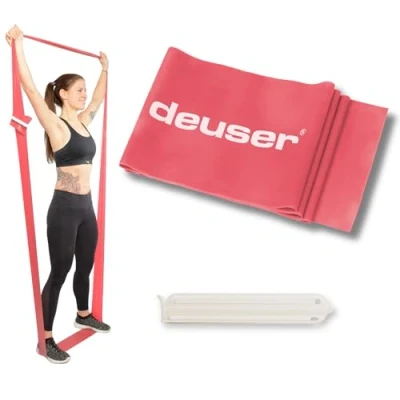 Abbildung von Deuser Sports Trainingsband Physio Band Fitness Gymnastikband Theraband, extra stark rot Länge: 2,40 m / Breite: 15 cm