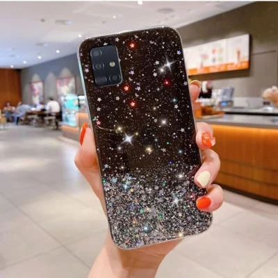 Abbildung von Glitzernder Transparenter Hülle Sternenhimmel Kompatibel mit Samsung Galaxy A51 4G Case TPU Schutzabdeckung für Schlankes Anti Stoß Handyhülle