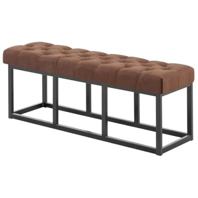 Abbildung von CLP Sitzbank Amun I Mit Stoff Bezug Schwarzem Metallgestell, Farbe:braun, Größe:120 cm