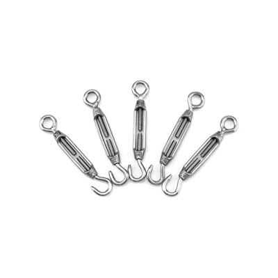 Abbildung von QWORK® 5 Stück M4 Spannschloss 304 Edelstahl, Verstellbare Haken Und Öse Drahtspanner, Spannhaken