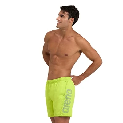 Abbildung von Arena Fundamentals Logo Boxer R Herren Strand und Pool Boxershorts, Badeshorts aus weichem, recyceltem schnell trocknendem Material, Boxershorts mit Netz Innenslip
