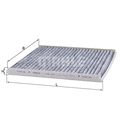 Abbildung von MAHLE ORIGINAL LAK 616 Innenraumfilter Aktivkohlefilter 235,0 224 18,0 RENAULT: Scénic 1, Megane Scenic