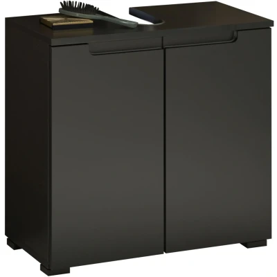 Abbildung von BEGA BBK Waschbeckenunterschrank in Schwarz matt mit 2 Türen. Abmessungen (BxHxT) 60x57x32 cm