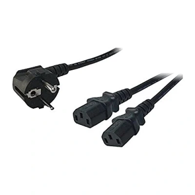 Abbildung von LogiLink CP101 Power Cord, Schuko C13 Y Kabel, schwarz, 1,50m