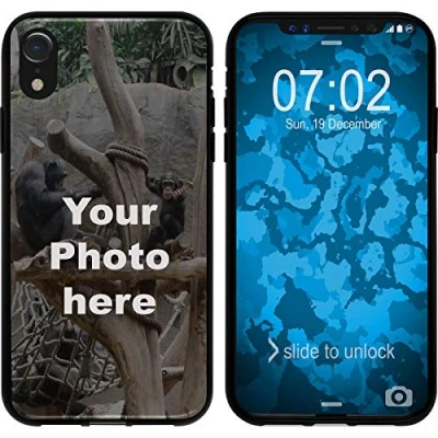 Abbildung von PhoneNatic Case kompatibel mit iPhone Xr Personalisierte Handyhülle schwarz zum selbst gestalten eigenem Foto