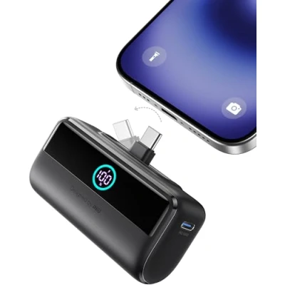 Abbildung von INIU 22.5W Powerbanks mit Schnellladung, 5500mAh Mini Power Bank Integrierter Faltbarer USB C Konnektor, Slim LED External Battery Pack Powerbank.
