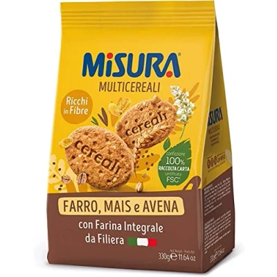 Abbildung von 3x Misura Integrali Mehrkorn Vollkornkekse mit knusprigen Cerealien 330g + Italian gourmet polpa 400g