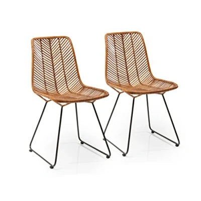 Abbildung von Kare Design Stuhl Ko Lanta 2er Set, moderner, bequemer Esszimmerstuhl im Rattan Design, Braun (H/B/T) 85,7x44,5x54,6cm