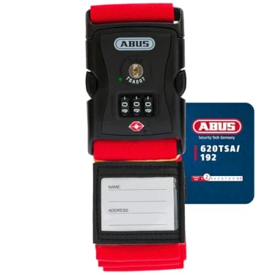 Abbildung von ABUS Koffergurt Kofferband Schloss 620TSA für USA reisen Zahlencode 192cm