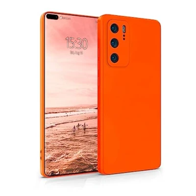 Abbildung von MyGadget Hülle für Huawei P40 robuste Silikon Schutzhülle TPU Case Slim Silikonhülle Back Cover Kratzfest Handyhülle Matt Orange