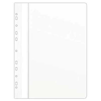 Abbildung von DONAU 1704001PL 09 Plastik Schnellhefter Gelocht A4 Weiß, Sichthefter Kunststoff Strapazierfähigem PVC Hart Glasklares Deckblatt Klemmmappe für Büro und Schule, Eurolochung 10er Pack