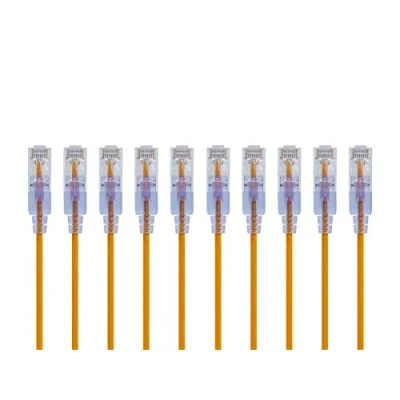 Abbildung von Monoprice Cat6A Ethernet Patchkabel Snagless RJ45, 550 MHz, 10 G, UTP, reiner blanker Kupferdraht, 30 AWG, Stück, 60 cm, Gelb SlimRun Serie