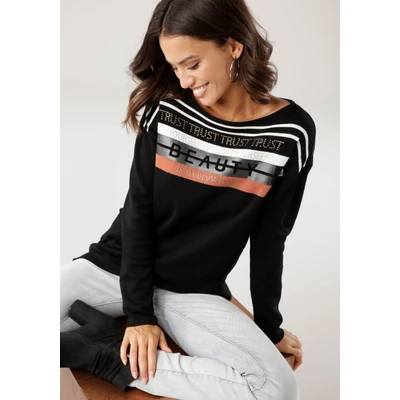 Abbildung von Laura Scott Strickpullover, in Streifen Design mit Glitzersteinen