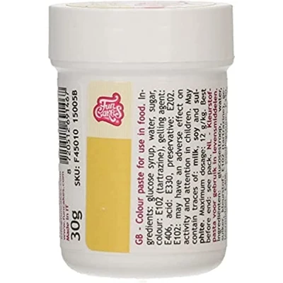 Abbildung von FunCakes Pastenfarbe Gelb; Konzentrierte Lebensmittelfarbe für Teig, Sahne, Fondant, Marzipan, Modellier und Blütenpaste. Halal. 30 g