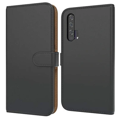 Abbildung von EAZY CASE Tasche kompatibel mit Honor 20 Pro Schutzhülle Standfunktion Klapphülle im Bookstyle, Handytasche Handyhülle Flip Cover Magnetverschluss und Kartenfach, Kunstleder, Schwarz