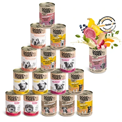 Abbildung von Adult Hundefutter, Nassfutter, Getreidefrei, Mixpaket Schlemmerparadies, Rind, Lamm, Truthahn, Huhn &amp; Ente, 16tlg Set
