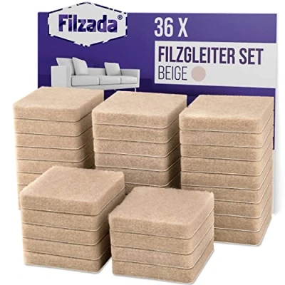 Abbildung von Filzada® 36x Filzgleiter Selbstklebend 25 x mm Quadratisch Beige Profi Möbelgleiter Filz Mit Idealer Klebkraft