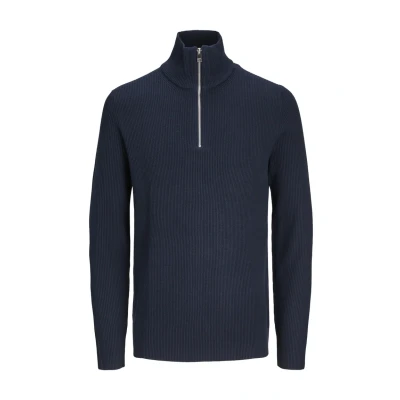 Abbildung von Jack &amp; Jones Premium Jjeperfect HALF ZIP SN Strickpullover, Herren, Größe: Small, Blau