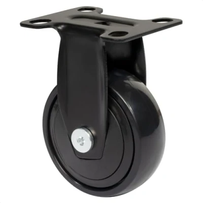 Abbildung von WAGNER Design 3C Bockrolle/Apparaterolle/Transportrolle/Möbelrolle schwarz, Softlauffläche, Durchmesser Ø 75 mm, Bauhöhe 100 Anschraubplatte 60 x 70 Tragkraft kg 01247701