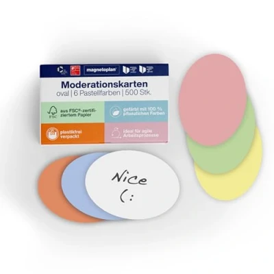 Abbildung von magnetoplan 111151910 Moderationskarten Oval, sortiert