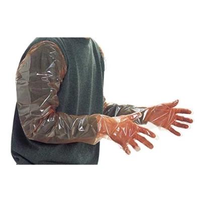 Abbildung von Horizont 38101116 Geburtshandschuhe, Orange, 90cm Länge, 100 Stück