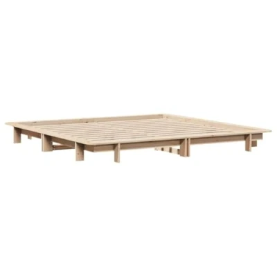 Abbildung von vidaXL Massivholzbett, Holzbett ohne Matratze, Bettgestell mit Kopfteil Lattenrost, Bett Doppelbett für Schlafzimmer, 160x200cm Kiefernholz