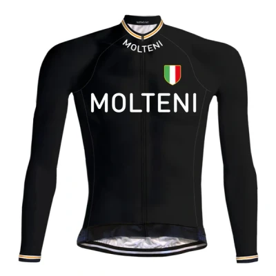 Abbildung von Retro Radtrikot Molteni lange Ärmel Schwarz REDTED