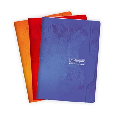 Abbildung von Clairefontaine 7143C Heft Calligraphe DIN A4, 21x29,7cm, französische Lineatur, 96 Blatt, 70 g, farbig sortiert, 1 Stück