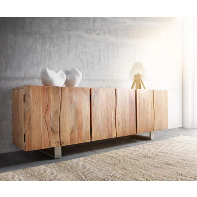 Abbildung von DELIFE Sideboard Live Edge, Akazie Natur 220 cm 6 Türen Massivholz Baumkante