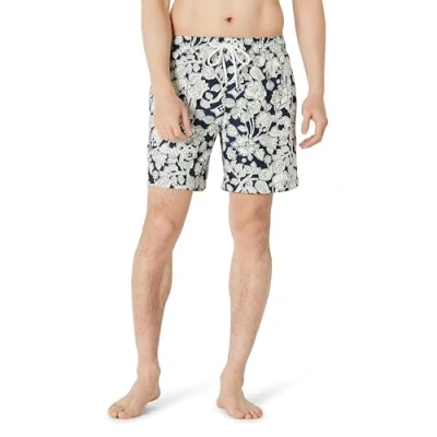 Abbildung von Amazon Essentials Herren Badehose, Schnell Trocknend, 18 cm, Marineblau Folk Floral, XXL