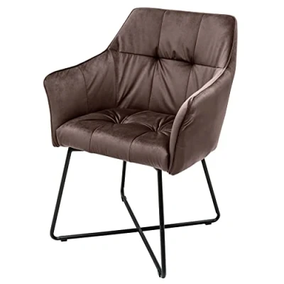Abbildung von riess ambiente Polsterstuhl LOFT taupe braun / schwarz (Einzelartikel, 1 St), Esszimmer · Samt mit Armlehne Retro